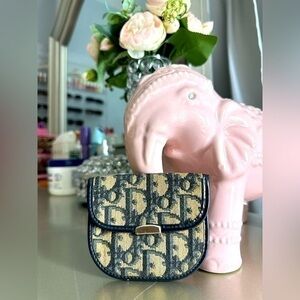 Christian Dior Trotter PVC Vintage Navy Coin Pouch Wallet